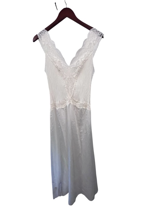 St. Michael Other - Vintage Ivory Lace-Trim Satin Chemise Slip Nightgown Lingerie Sz 12UK 8US